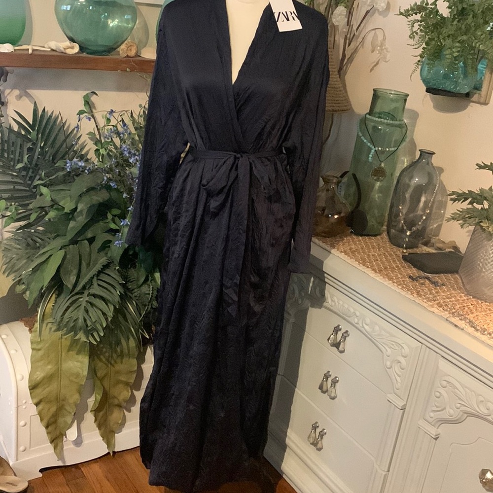 Zara Maxi Black wrap dress Size XS/S